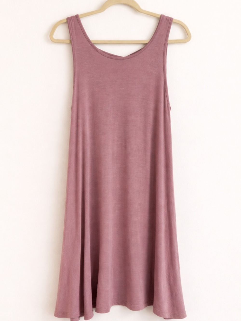 Mauve Sleeveless Swing Dress with Crisscross Back Detail – Size Small
